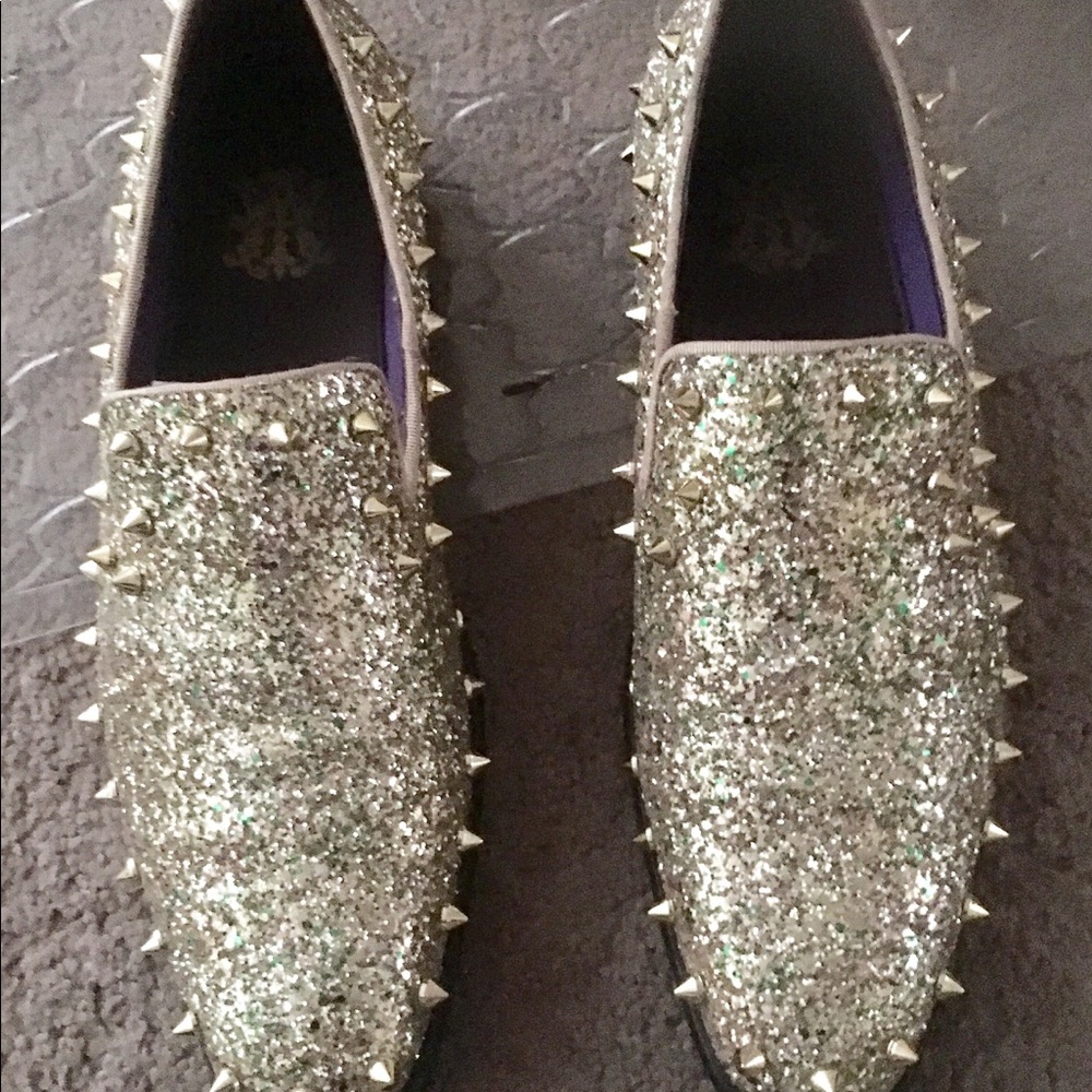 Men Dress Spiked Gold Shoes